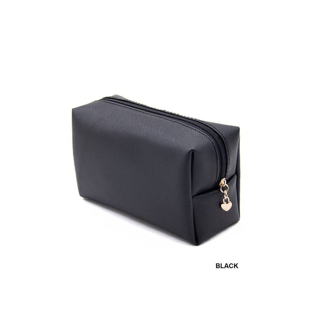 Vegan Leather Travel Makeup Rectangle Pouch Black